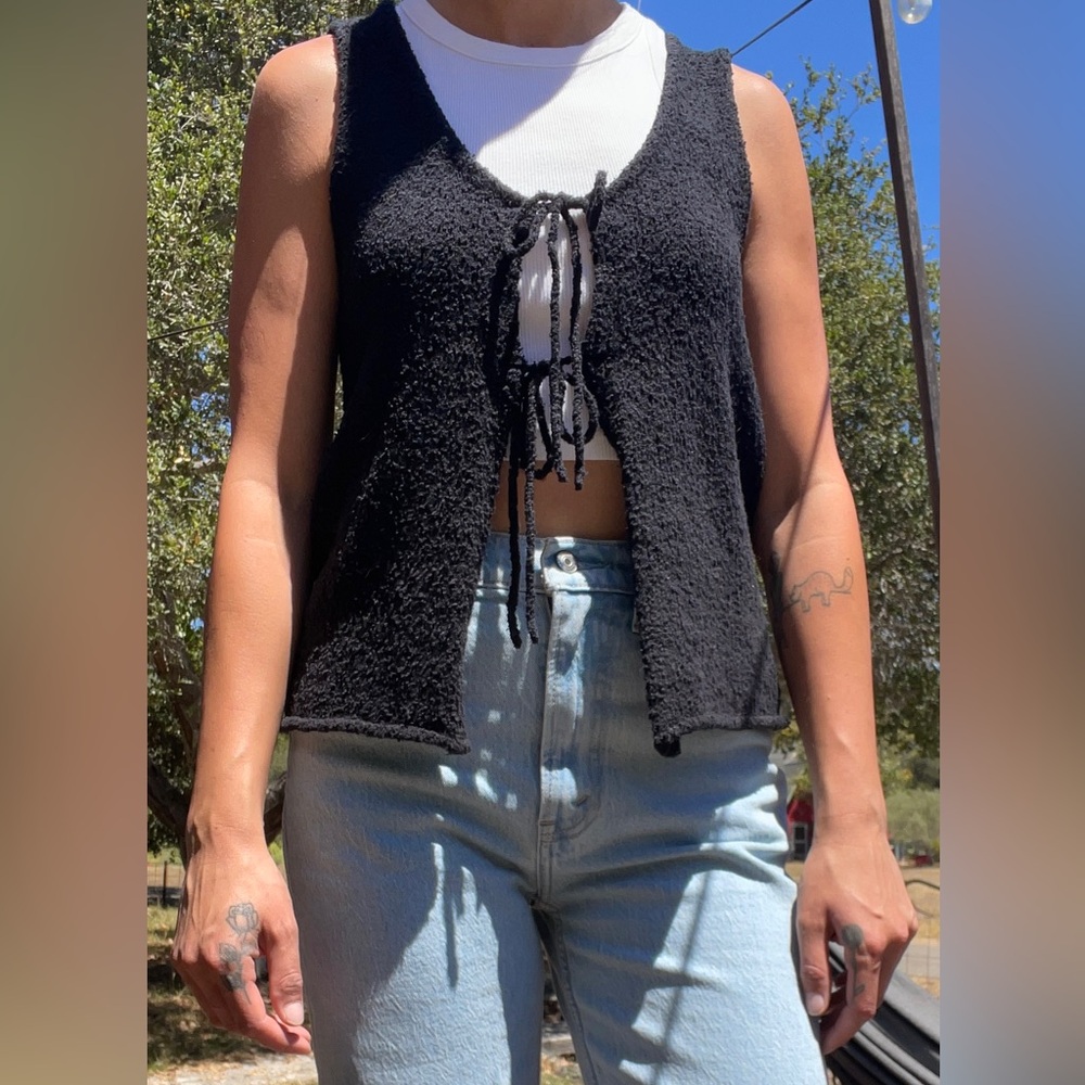 Abercrombie and Fitch Black Vest Tie Top